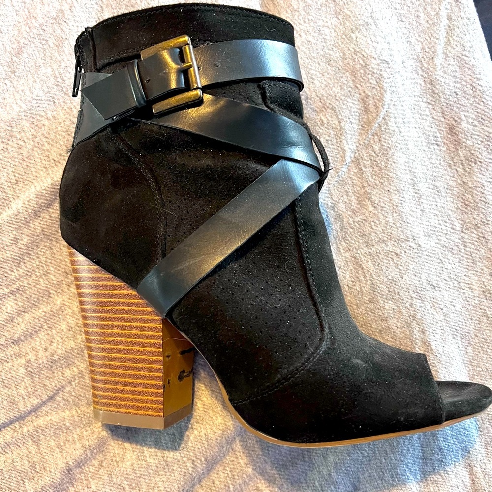 Black suede bootie